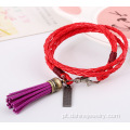 Artesanal couro Wrap pulseiras pulseira de Tassel liga retrô